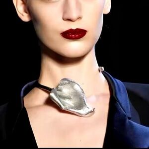 New Oversized Silver Floral Sculptural Necklace